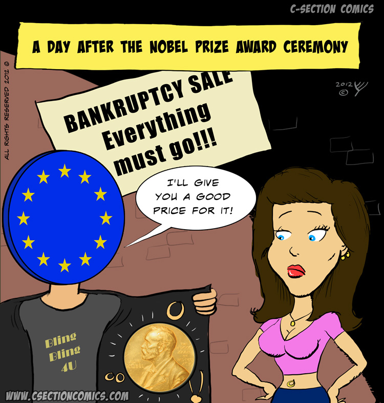 EU Awarded Nobel Peace Prize - Cartoon