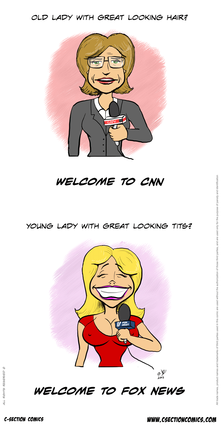How Female News Anchors Are Chosen (C-Section Comics)