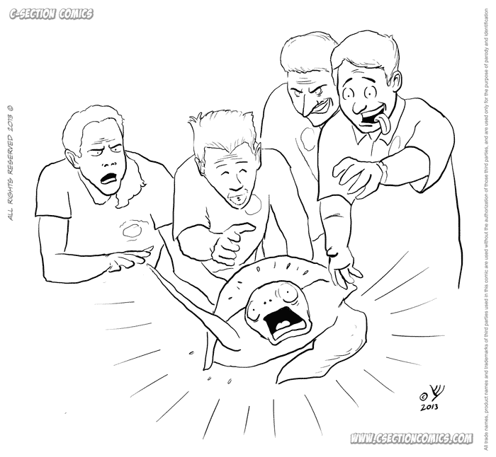 Four men and a turtle