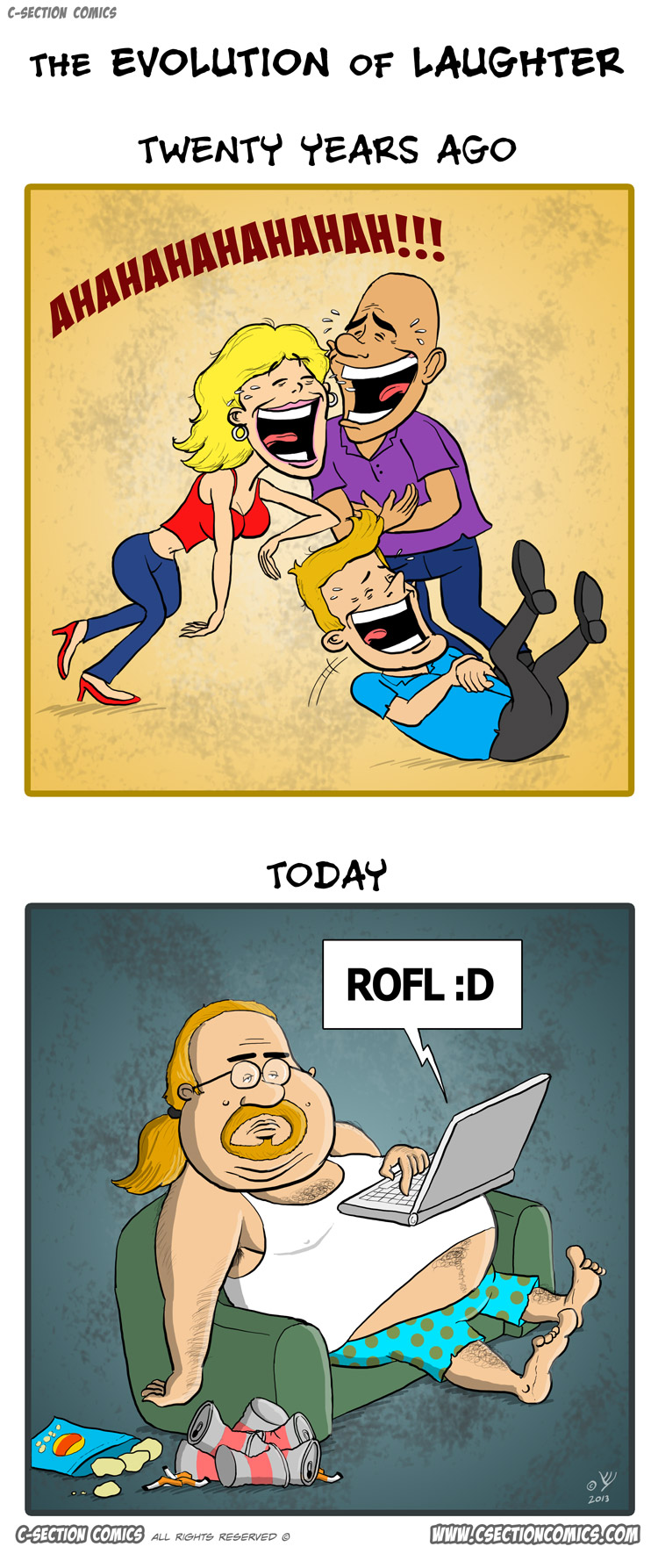 The Evolution of Laughter - A cartoon by C-Section Comics