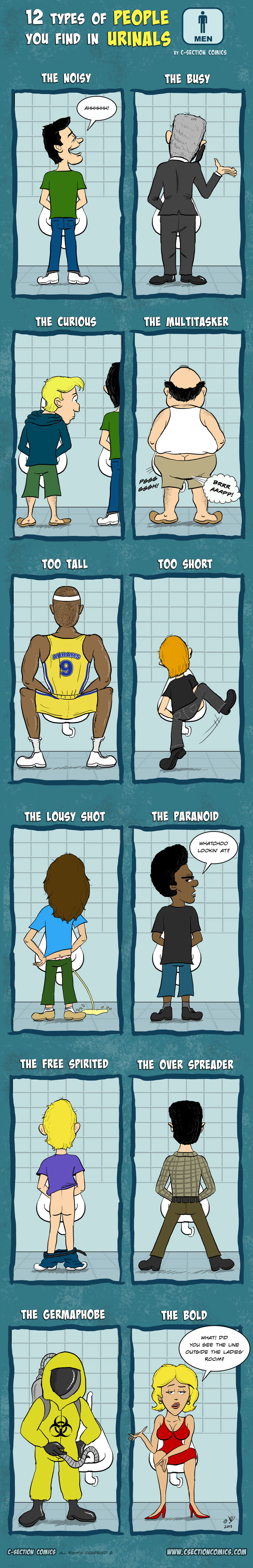 12 Types of People You Find in Urinals - By C-Section Comics