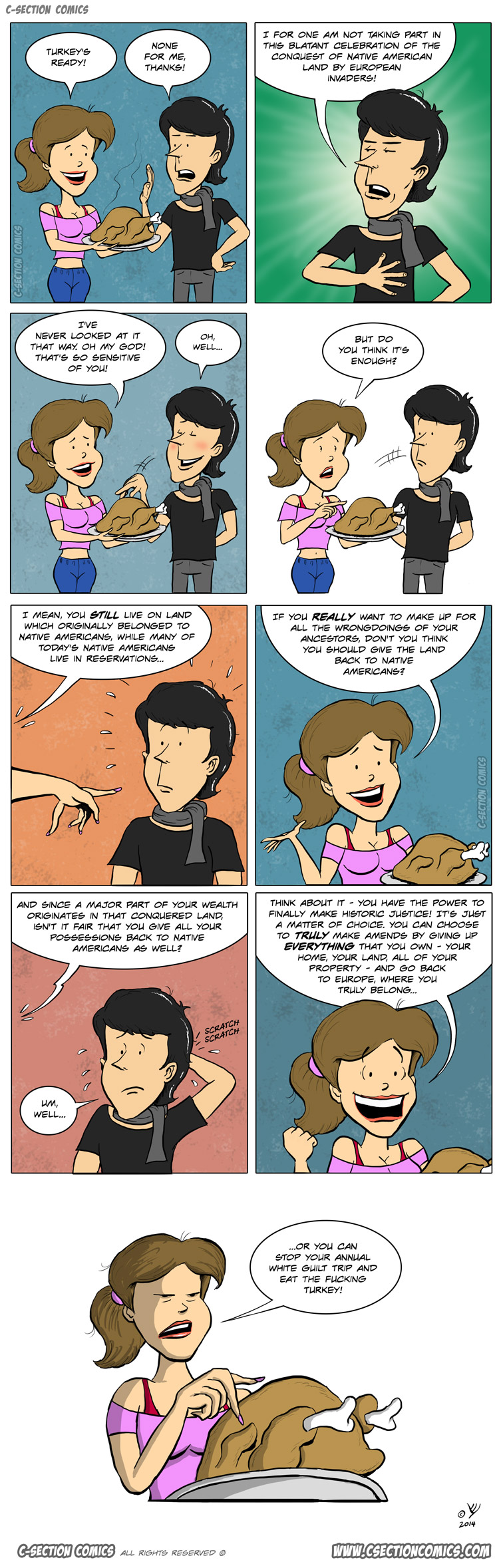 How to Solve the Toughest Thanksgiving Dilemma - Cartoon by C-Section Comics
