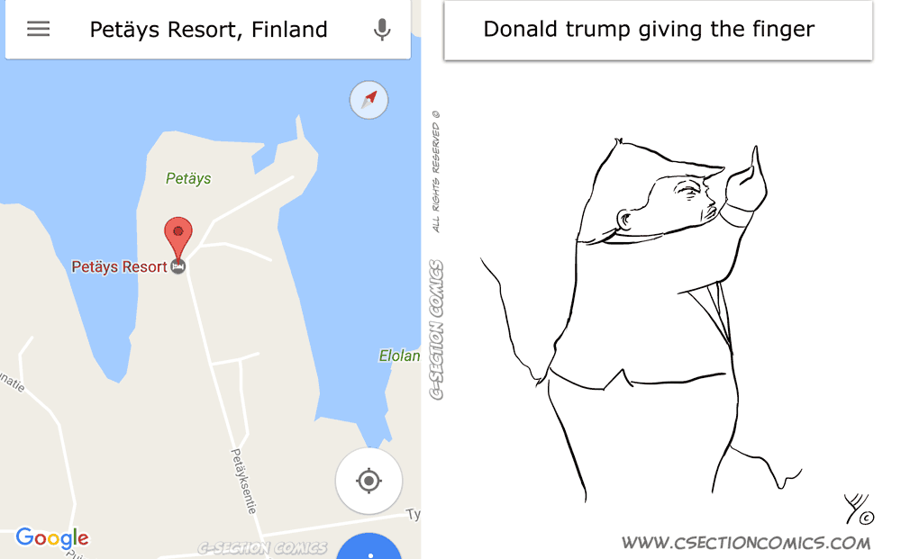 Petäys Resort Finland vs Donald Trump Giving the Finger