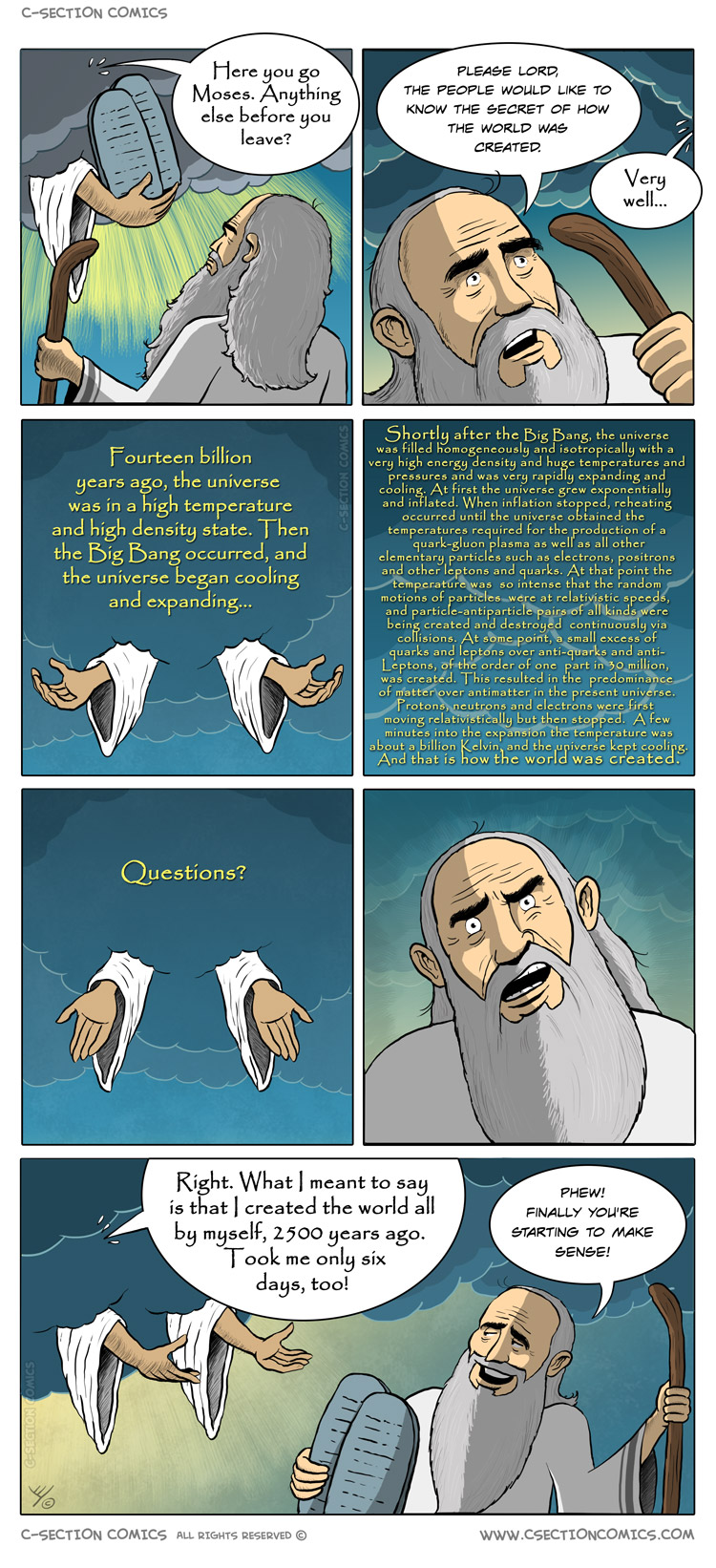 Moses Leans How God Created the World - by C-Section Comics