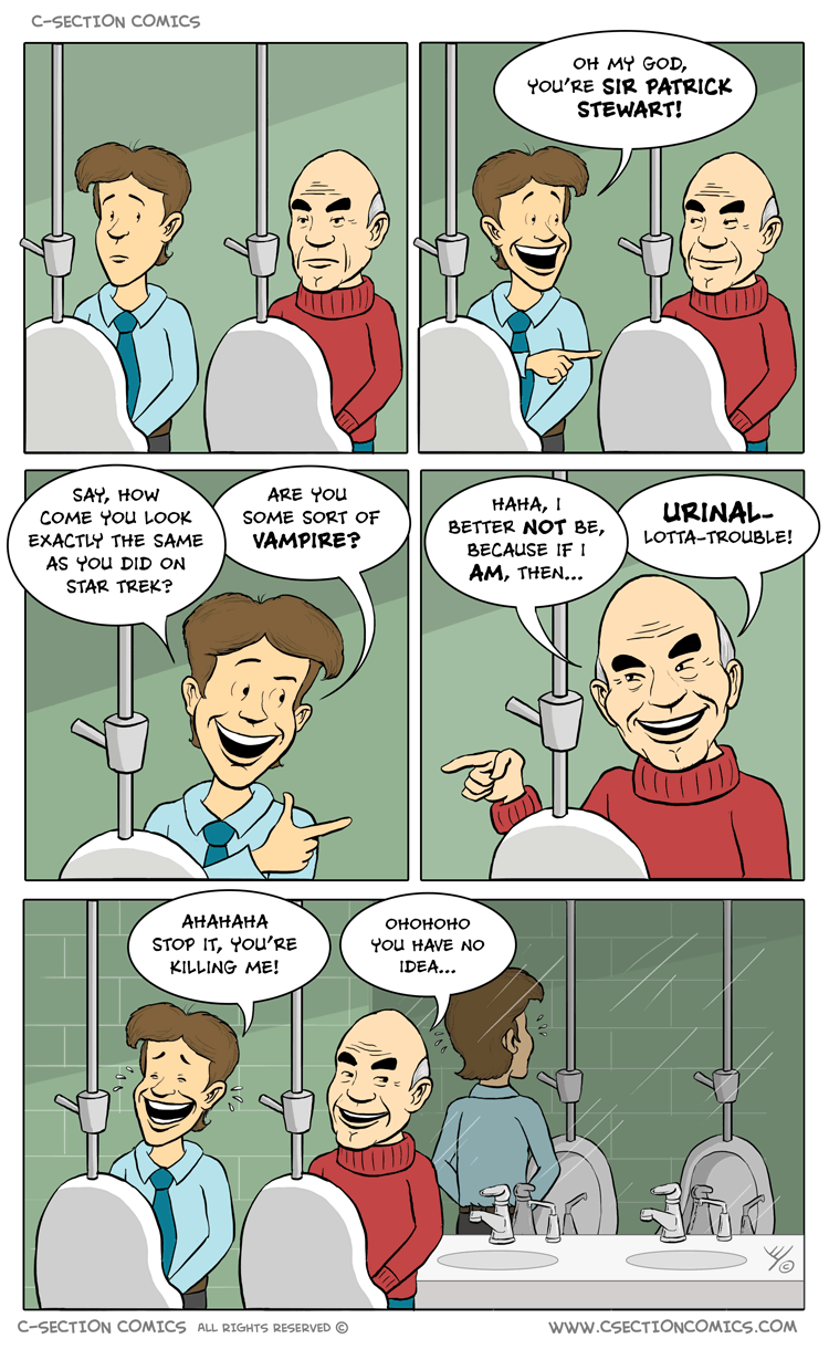 Patrick Stewart Urinals Comic - by C-Section Comics