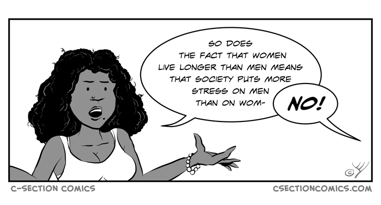 Why do men die younger than women - cartoon by C-Section Comics