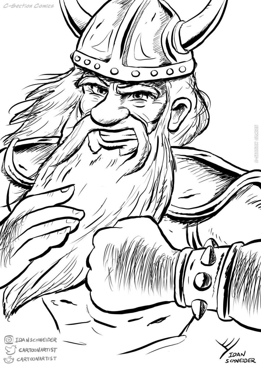Dwarf warrior - Ink drawing