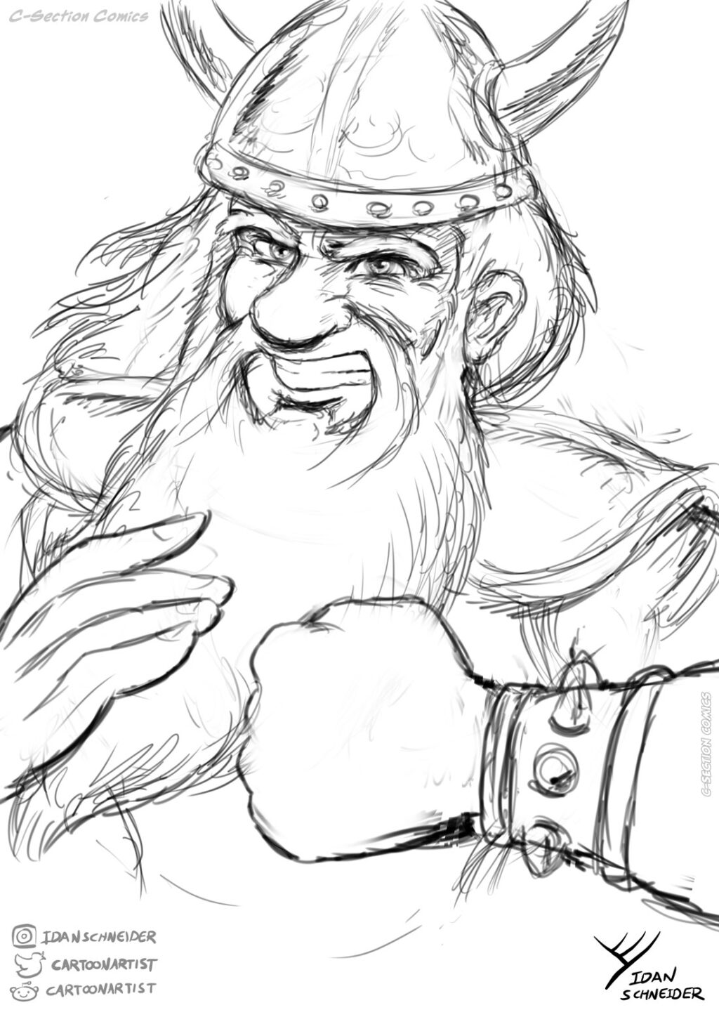 Dwarf warrior - pencil sketch